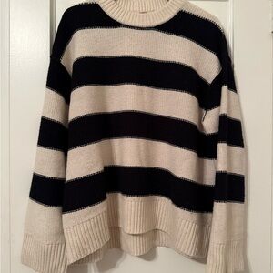 H&M Black and Cream Striped Sweater